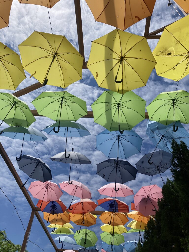 三隻小豬觀光農場的彩虹雨傘步道近照