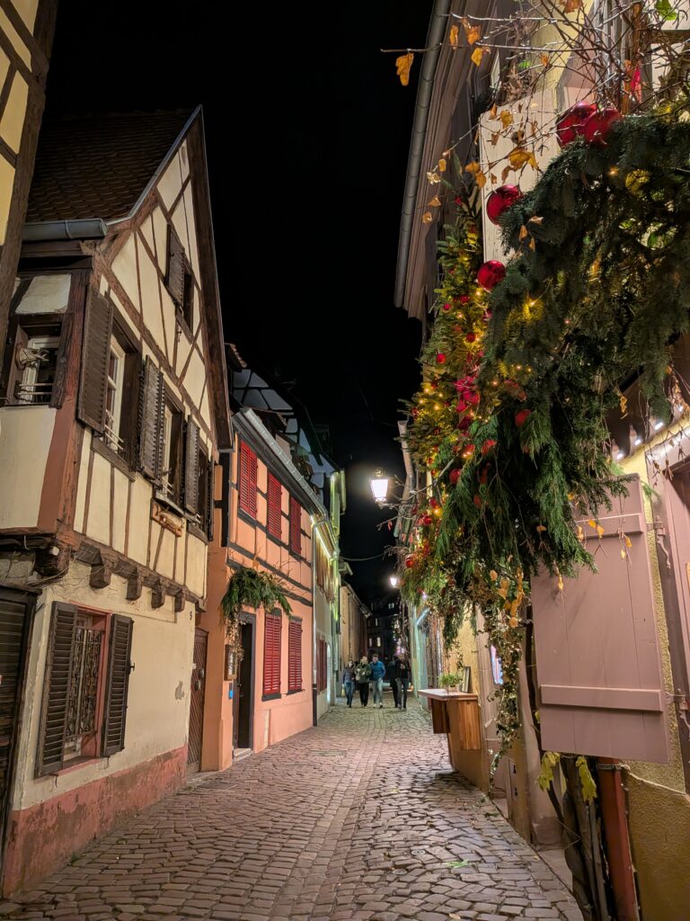 Brasserie des Tanneurs外的小巷夜景