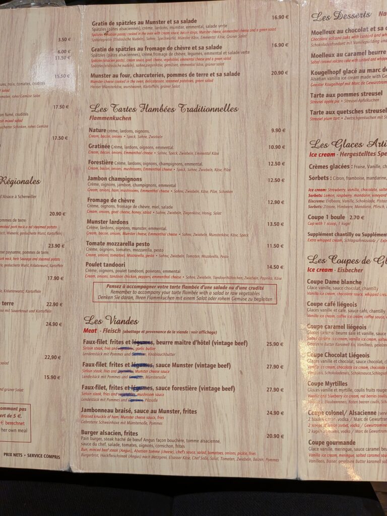 Brasserie des Tanneurs的主餐與薄餅菜單